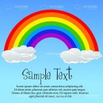 Rainbow with Puffy Clouds on Blue Sky with Sample Text